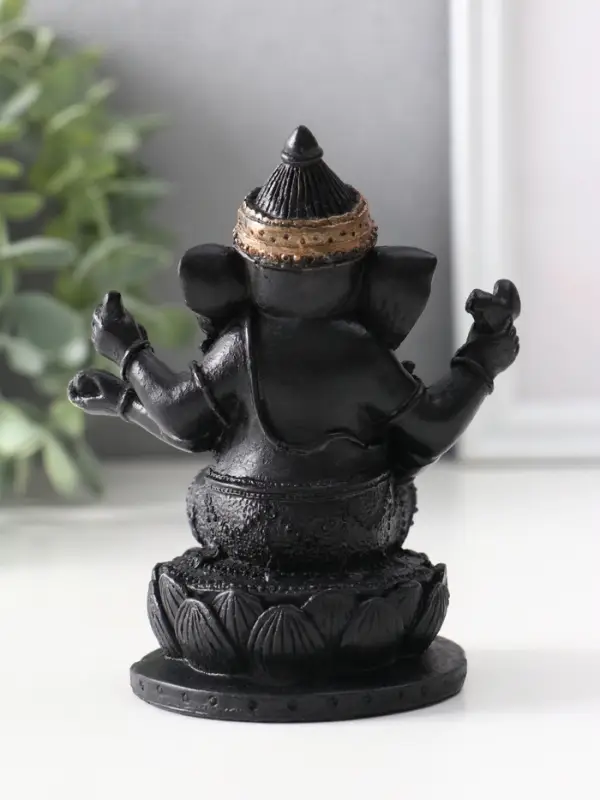 Фигура &laquo;Ганеш на лотосе&raquo;, 10.5&times;9&times;8 см, чёрная