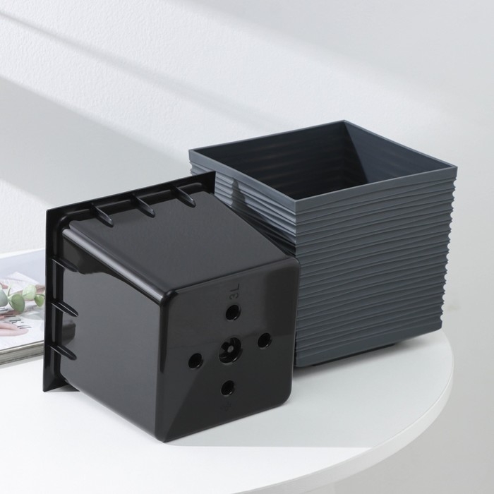 Кашпо со вставкой &laquo;Стиль&raquo;, 3 л, цвет графит