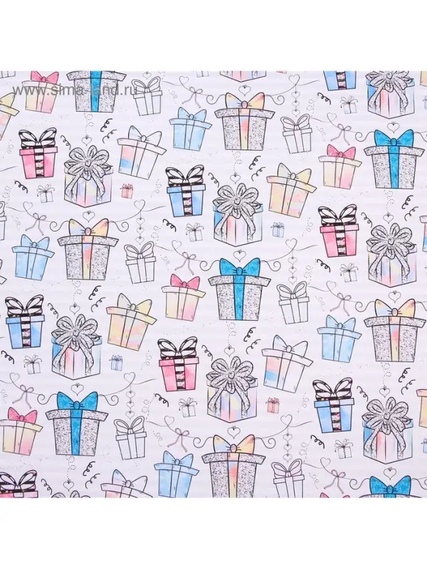 Бумага упаковочная глянцевая &laquo;Подарочки&raquo;, 70 х 100 см