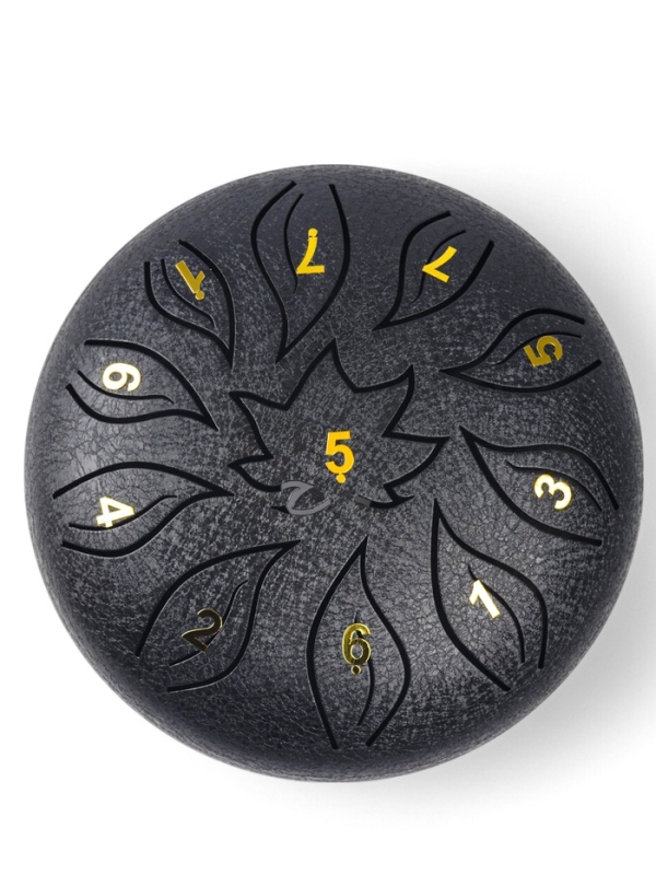 Глюкофон - музыкальный инструмент, цветок черный, 11 лепестков, 18 х 18 х 11 см