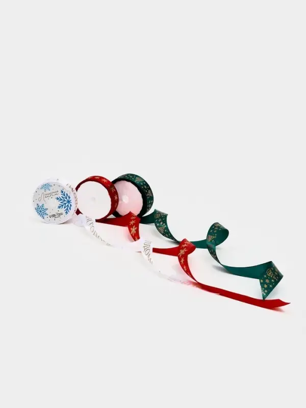 Набор лент с тиснением для упаковки подарков, 3 шт