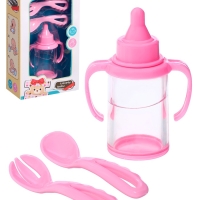 Набор аксессуаров для пупса: бутылочка, ложка, вилка