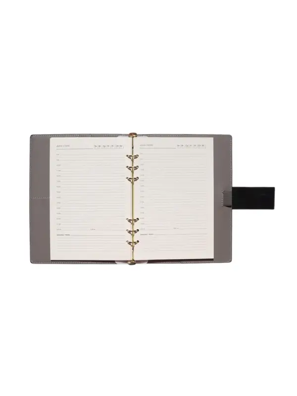 Органайзер на кольцах, А5, с хлястиком, 80л, линия, к/зам, Черный