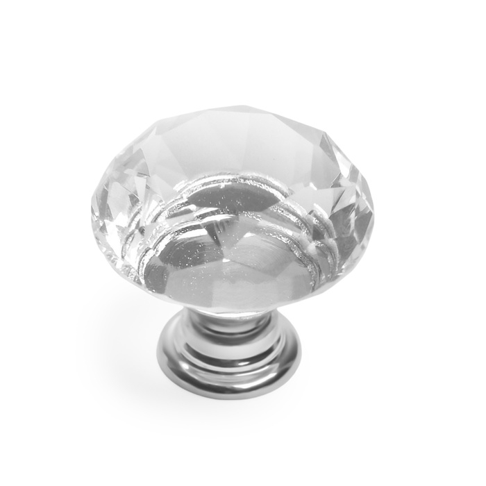 Ручка кнопка CAPPIO, "Алмаз", стеклянная, d=25 мм