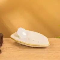 Мыльница "Флора" керамика, цв. бежево-белый, 14х9,5х4 см