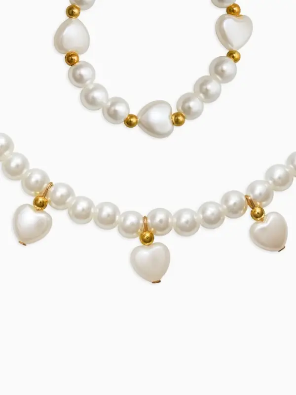 Набор детских украшений &laquo;Выбражулька. Стиль в сердце&raquo; 4 предмета: клипсы, кольцо, бусы, браслет, белый в золоте