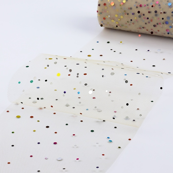 Фатин с разноцветными блёстками, 15 см, 11 &plusmn; 1 г/кв.м, 23 &plusmn; 1 м, цвет бежевый №4