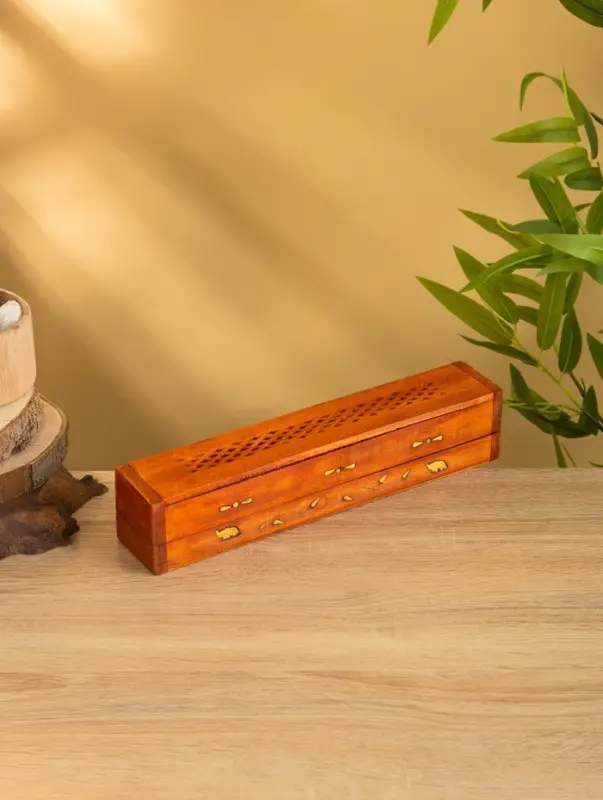 Пенал для благовония двойной с хранением, дерево шишам 30,5 см