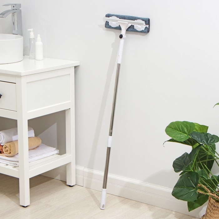 Окномойка бабочка Raccoon, стальная телескопическая ручка, микрофибра, поворот на 180&deg;, 27&times;7&times;114(137) см