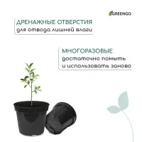 Горшок для рассады, 2 л, d = 17,5 см, h = 13 см, пластик, чёрный, Greengo