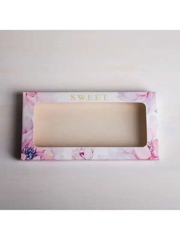 Коробка для шоколада, кондитерская упаковка с окном, Sweet, 17.3 х 8.8 х 1.5 см
