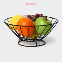Фруктовница Доляна, 24,5&times;24,5&times;11 см, цвет чёрный