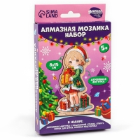 Алмазная мозаика на новый год для детей на деревянной фигурке &laquo;Милая девочка&raquo;, 8 х 15 см, новогодний набор для творчества