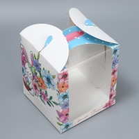 Коробка под маленький торт, кондитерская упаковка, &laquo;Светлой Пасхи!&raquo;, 15 х 15 х 18 см