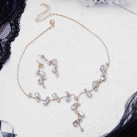 Набор 2 предмета: серьги, колье &laquo;Изумление&raquo; цветение, цвет белый в золоте, 42 см