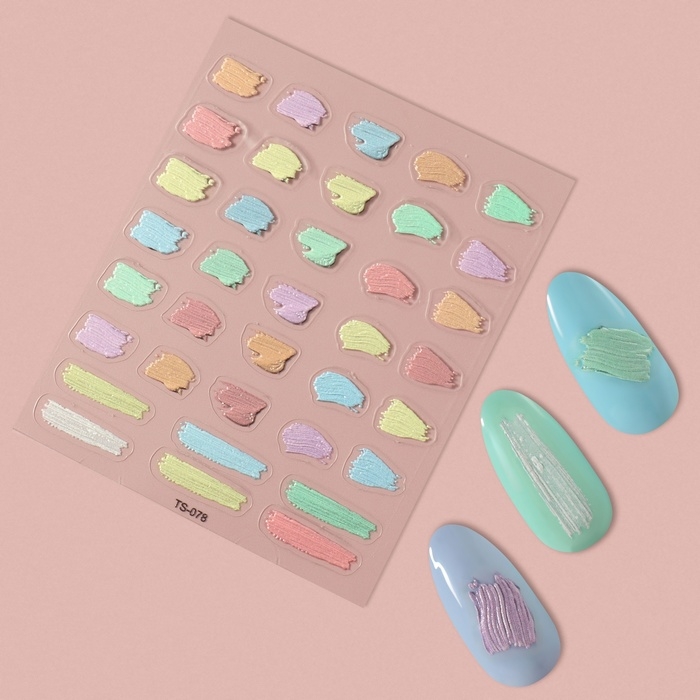 Наклейки для ногтей &laquo;Пастельные цвета&raquo;, объёмные, разноцветные