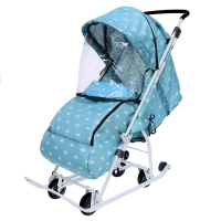 Санки-коляска &laquo;Наши детки 3-1К&raquo;, принт с облачками, цвет голубой