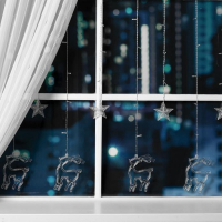 Гирлянда &laquo;Бахрома&raquo; 2.4 &times; 0.9 м с насадками &laquo;Олень&raquo;, IP20, прозрачная нить, 138 LED, свечение тёплое белое, 8 режимов, 220 В