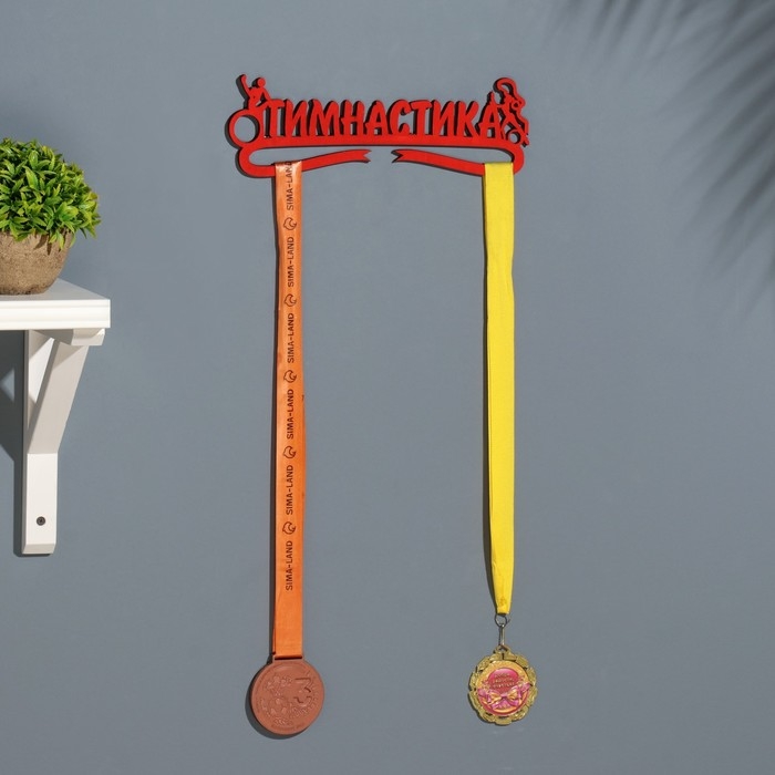 Медальница "Гимнастика" красный цвет, 28х12 см