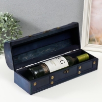 Шкатулка дерево под бутылку "С заклёпками" ярко-синяя 11х34х12,8 см