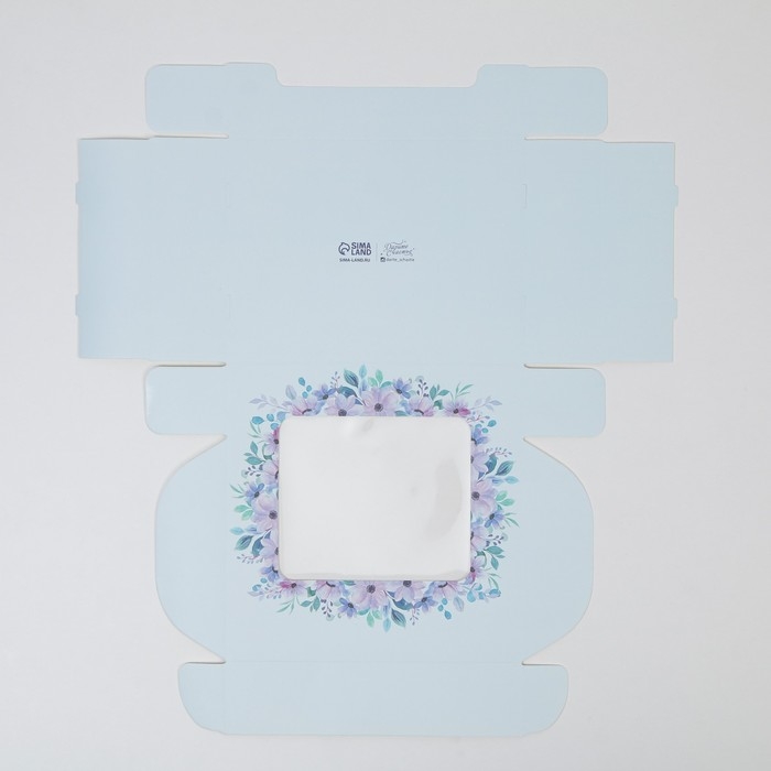 Коробка для эклеров, кондитерская упаковка, 4 вкладыша, &laquo;Фиалки&raquo;, 20 х 15 х 5 см