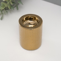 Подсвечник керамика на 1 свечу "Капли воды" d=4 см золото 6,5х6,5х8 см