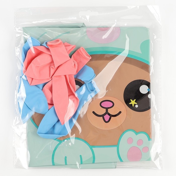 Набор воздушных шаров &laquo;Мишка в зайке&raquo;, фольга, латекс, 9 шт.