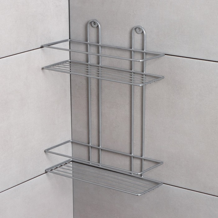 Полка прямоугольная 2-х ярусная, 26,5&times;10,5&times;35 см, цвет хром