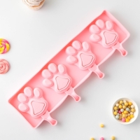 Форма для мороженого &laquo;Лапки&raquo;, силикон, 26&times;14 см, 4 ячейки (8,5&times;8,5 см), цвет МИКС