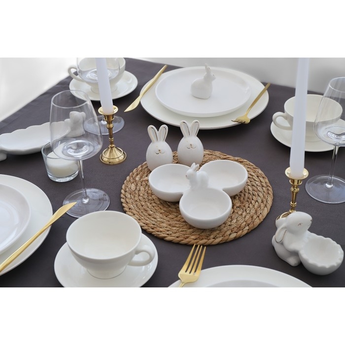 Набор для специй Доляна &laquo;Зайка в золотом&raquo;, 2 предмета: солонка 50 мл, перечница 50 мл, цвет белый