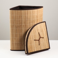 Корзина для хранения,угловая, с ручками, складная, 32&times;32&times;50 см, бамбук