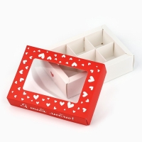 Коробка складная под 6 конфет &laquo;Я тебя люблю!&raquo;, 13,5 х 9,8 х 3,8 см