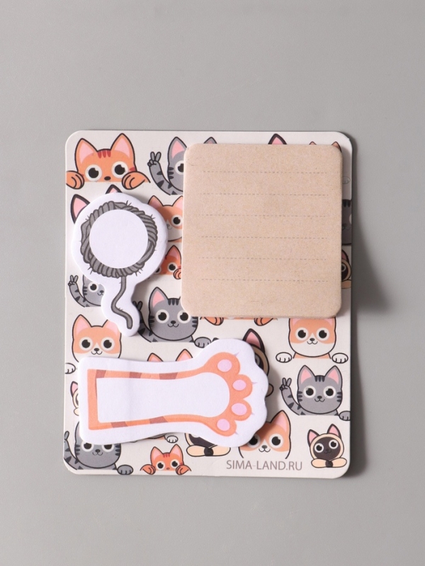 Магнит с блоком для записей и стикерами "Котики" 10х12 см
