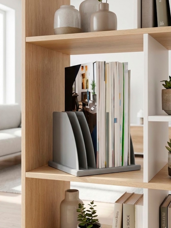 Сортер - подставка для журналов и бумаг, сборная, 6 отделений, серая