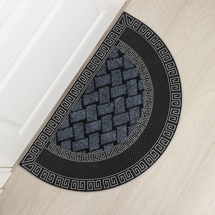 Коврик придверный полукруглый Доляна &laquo;Меандр&raquo;, 45&times;75 см, цвет серебряный