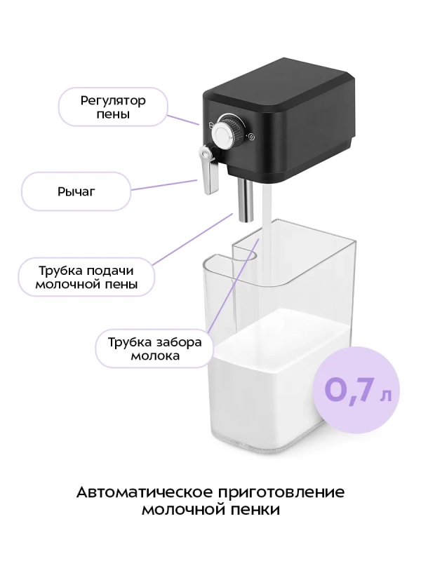 Кофеварка 2 в 1 с капучинатором КТ-7617