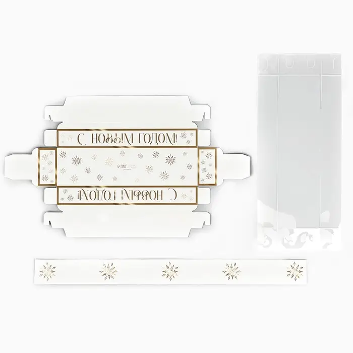 Коробка под 5 конфет с ячейками &laquo;Золотые снежинки&raquo;, 6 х 23 х 3 см