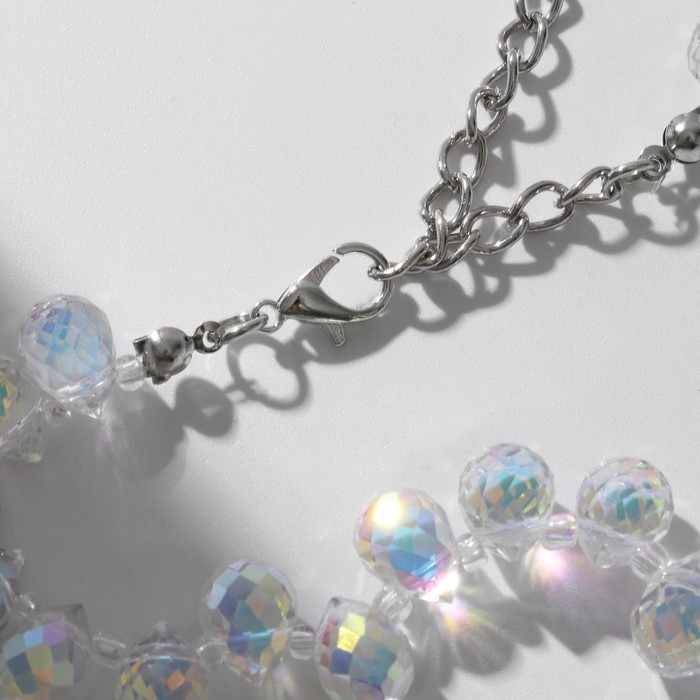 Браслет &laquo;Блеск&raquo; бусины, цвет радужный в серебре, 16 см