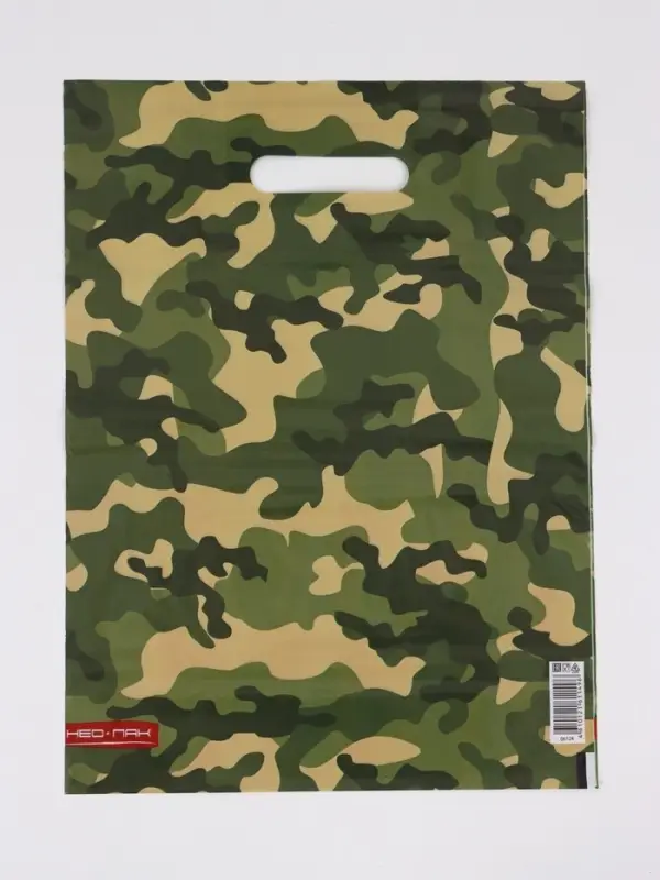 Пакет "Камуфляж , полиэтиленовый с вырубной ручкой 30х40 см, 60 мкм