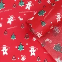 Бумага упаковочная тишью "Пряничный человечек", красная, 50 х 66 см