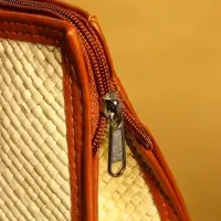 Сумка плетёная на молнии из пандана 35х12х40 см, бежево-коричневый