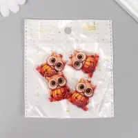 Декор для творчества акрил "Совёнок с тыквой" 3,4х2,9х0,2 см