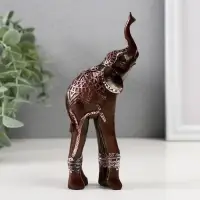 Сувенир полистоун "Слон на длинных ногах, попона с серебристыми узорами" 15х6,5х4 см
