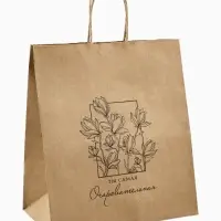 Пакет подарочный крафтовый &laquo;Цветочный&raquo; 22 х 25 х 12 см