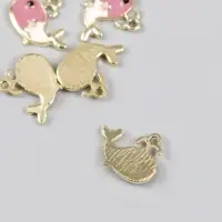 Декор для творчества металл, эмаль, страза "Кит с фонтаном" золото 2х1,4 см