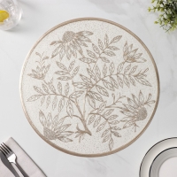 Салфетки сервировочные на стол Доляна &laquo;Ботаника&raquo;, 2 шт, d=38 см, цвет бежевый