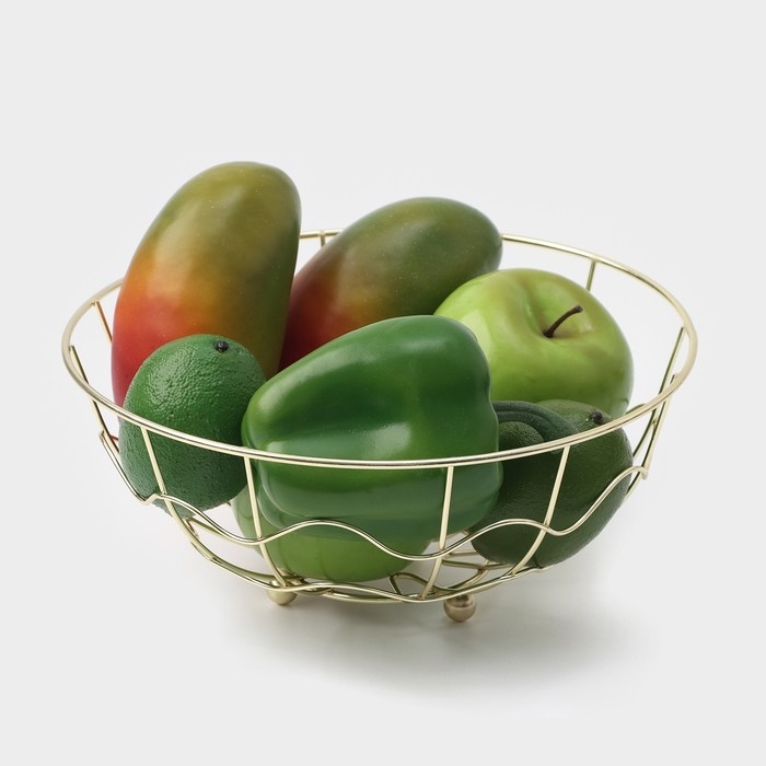 Фруктовница Доляна &laquo;Солнце&raquo;, 23&times;23&times;9 см, цвет золотой