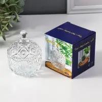 Шкатулка стекло "Цветочная" прозрачная 6,8х6,8х9 см