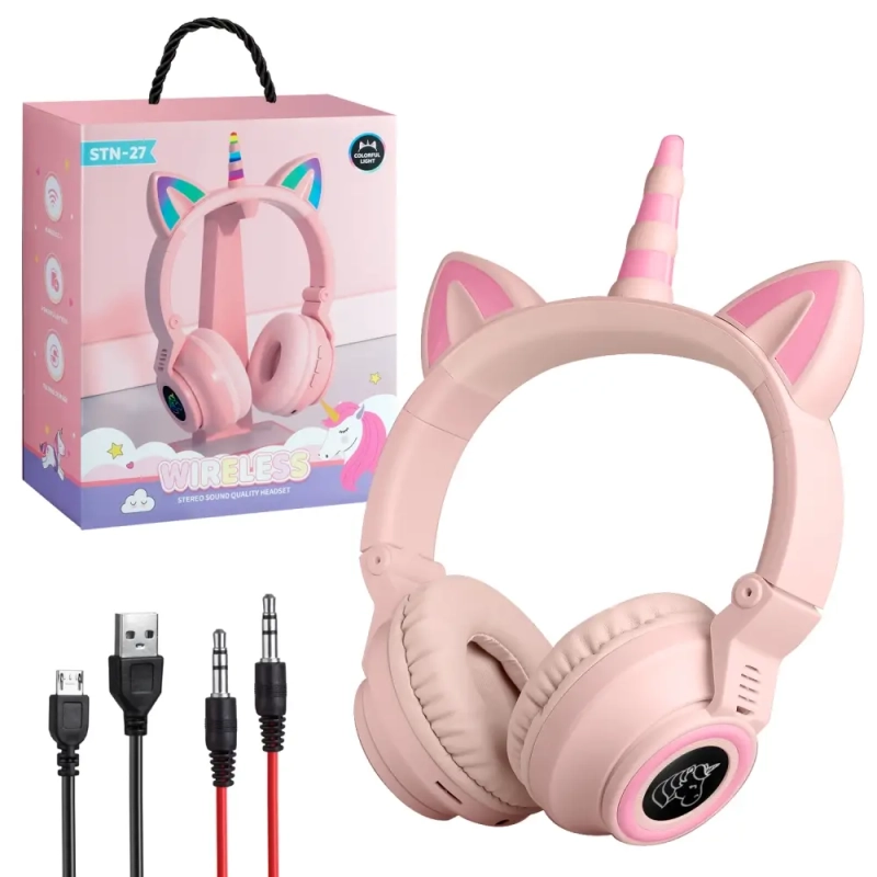 Наушники Bluetooth с ушами STN27 розовые