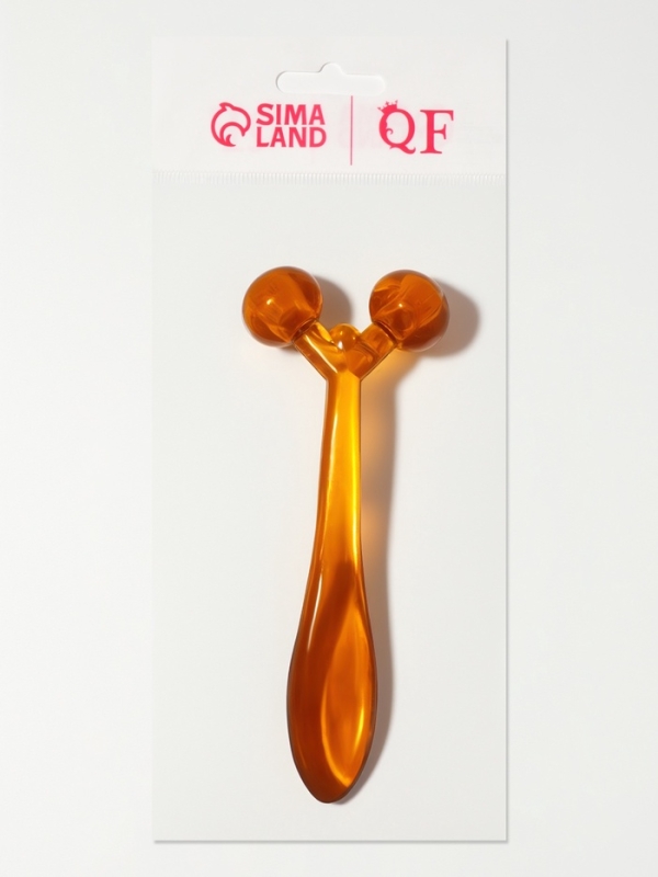 Массажёр для лица и зоны декольте, 2 шара, 14 &times; 6 &times; 2 см, цвет коричневый